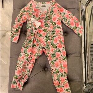 Mud Pie Pink and Green Floral Baby Outfit